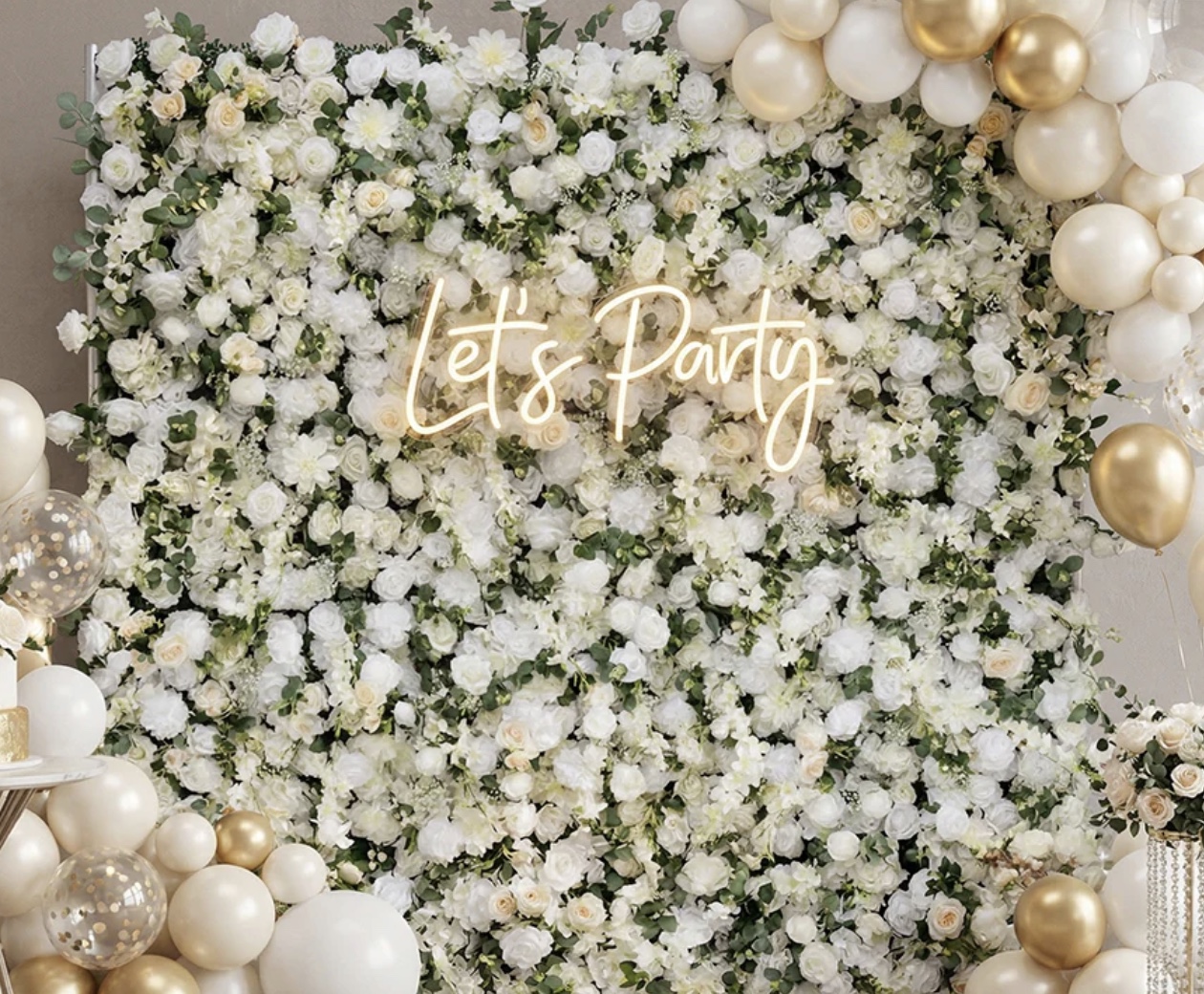 The Timeless Bloom ivory and champagne flower wall rental for Nashville weddings and celebrations.